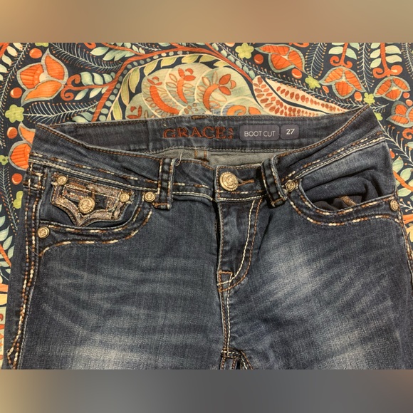 Grace in LA Dark Wash Flare Bootcut Jeans - Picture 3 of 4